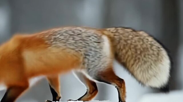 selective focus curious fox in snowy forest