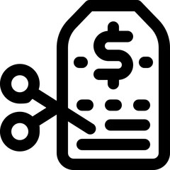price cut line icon. Clean and minimalist vector icon for websites, mobile apps, presentations, and logos. Fully scalable and customizable for any project.