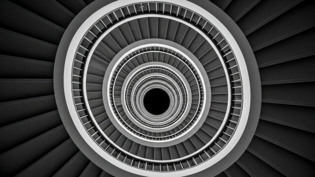 Abstract View of a Spiral Staircase in Black and White. - Powered by Adobe