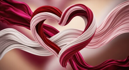 Beautiful intertwined heart shapes in red white and pink hues
