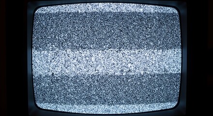 Retro television screen displaying static noise with horizontal white lines