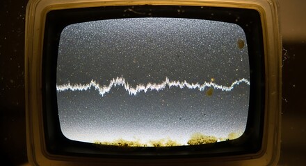 Retro television screen displaying white noise and static for background