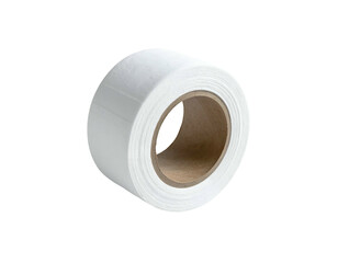 Roll of white tape on cardboard core, isolated on black