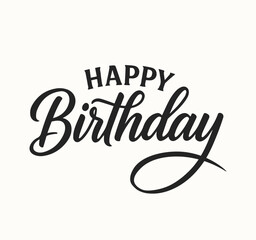 Beautiful hand-lettered Happy Birthday script in elegant calligraphy style, designed for festive greetings and joyful occasions. Perfect for birthday cards, invitations, posters, and decorative design