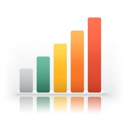 Minimal colorful bar chart with smooth gradient bars and reflection on white background symbolizing growth, data, and performance metrics Generative AI