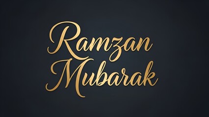 A gold calligraphic text of Ramzan Mubarak on a dark background