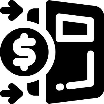 exit glyph icon. Strong and solid vector icon for websites, mobile interfaces, presentations, and visual branding. High quality and easy to edit.