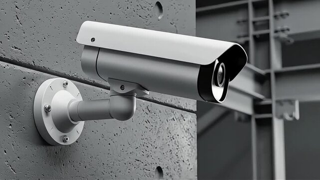 Security camera on a wall
