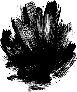 Bold black ink brushstroke with high contrast in sumi-e style for artistic design