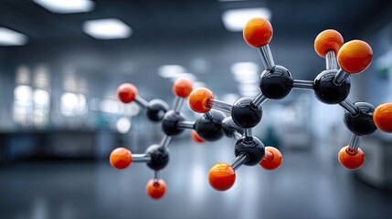 Molecular structure diagram in laboratory environment