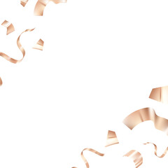 Png rose gold ribbons 3D border on transparent background for birthday celebration