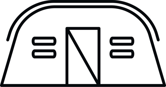 Military tent temporary shelter line icon drawing