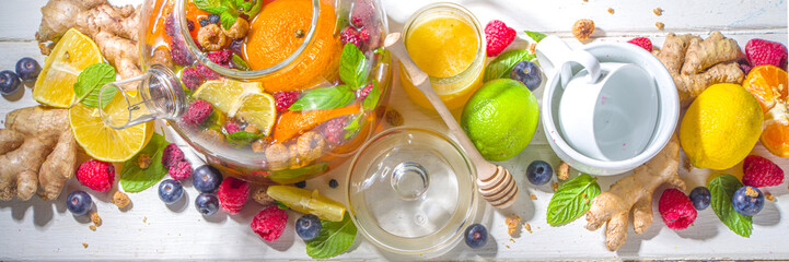 Fruit and berry tea in teapot © ricka_kinamoto