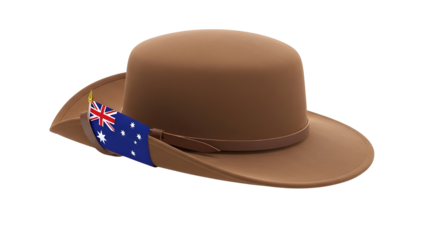Patriotic Australian Slouch Hat vector graphic representing national identity and travel culture isolated PNG with Transparent Background