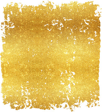 Large gold glitter grunge box texture isolated