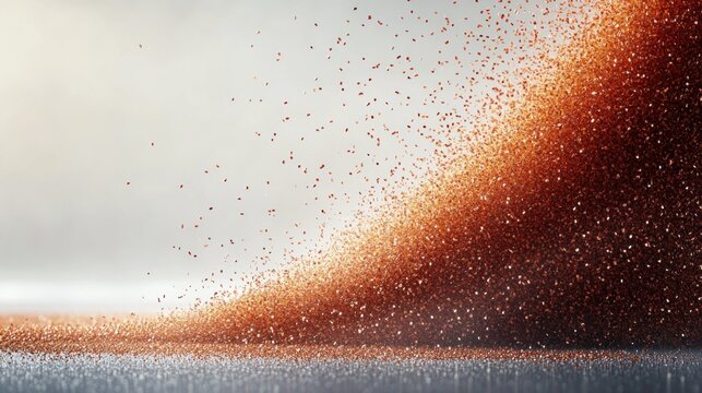 Abstract, digital art of orange particles cascading down