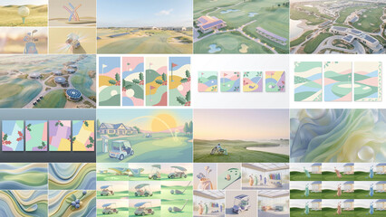 Golf brands adopt pastel themes for modern branding with golf, solar, sick, president, holly, marketing, pastel