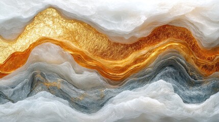 Abstract layered texture with gold, orange, and grey