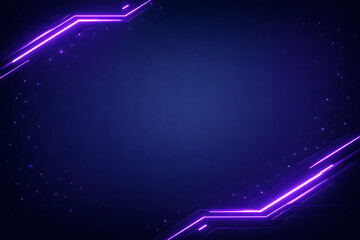 Neon Futuristic Tech Background with Purple Blue Glow Frame and Digital Lines
