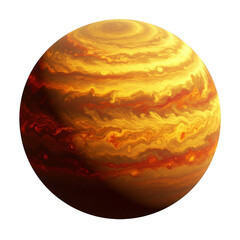 Vibrant jupiter planet swirling clouds and atmosphere detailed textured celestial body isolated on transparent background