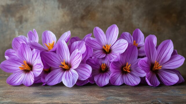Close-up of a cluster of vibrant purple crocus blossoms - Powered by Adobe