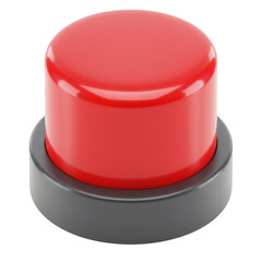 Red emergency stop button 3d render high resolution for safety and activation concepts isolated on transparent background