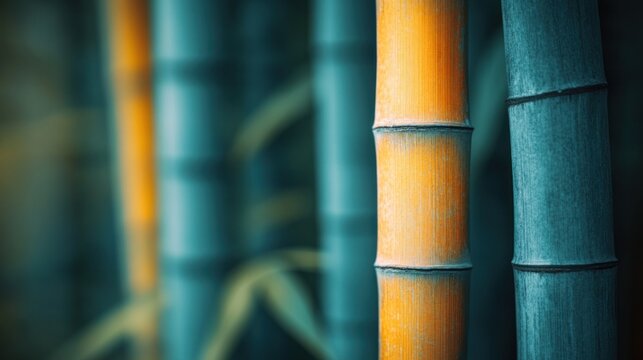 Close-up of vibrant bamboo stalks