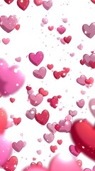Obraz premium Animated Hearts Falling in Soft Pink and Red Tones with Glitter - Celebration