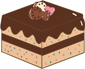 chocolate cake isolated on white