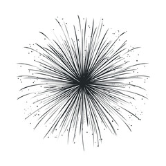 Naklejka premium Dynamic monochromatic starburst effect graphic depicting an abstract explosion, suitable for energetic visual branding, marketing campaigns, and digital media.