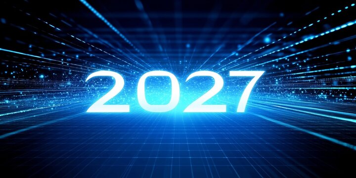 Futuristic Digital Circuitry and Data Stream Background in a Hi-Tech Tunnel Perspective for 2027 - Powered by Adobe