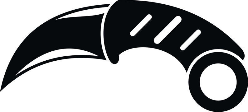 Curved karambit knife icon with a black blade and handle