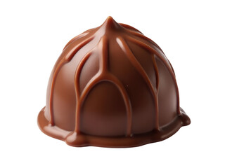 Obraz premium Rich chocolate smothered in sticky caramel on a clean white surface, perfect for snacking or gift giving