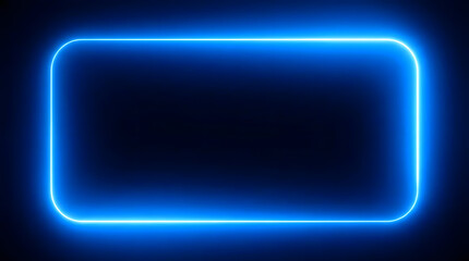 Neon blue glowing rectangle frame on dark background.