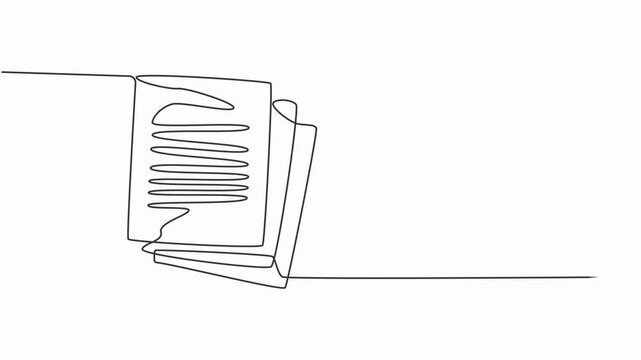 Animated self drawing of documents icon continuous one line drawing of outline vector illustration, .Office notes concept. Paper sheet document. Business analysis concept. one line animation.