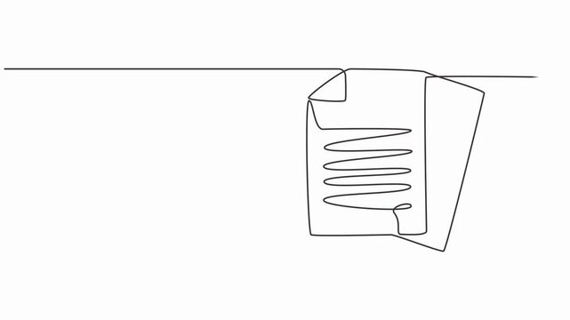 Animated self drawing of documents icon continuous one line drawing of outline vector illustration, .Office notes concept. Paper sheet document. Business analysis concept. one line animation.