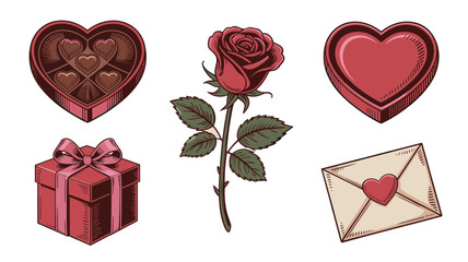 Set of romantic icons