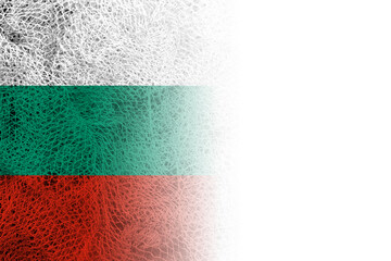 White background with Bulgarian flag on fishing net