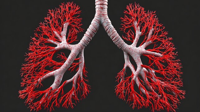 This detailed illustration of human lungs showcases the intricate bronchial tree structure. The vivid colors emphasize the importance of respiratory health and lung function.