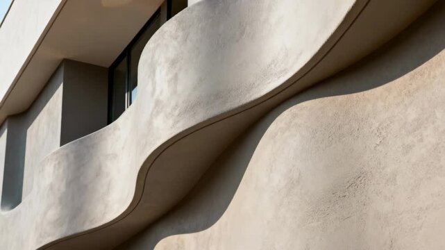Medium shot showcasing the application of flexible polymer render on an exterior wall demonstrating seamless blending and adaptability to architectural curves.