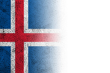 White background with Iceland flag on fishing net