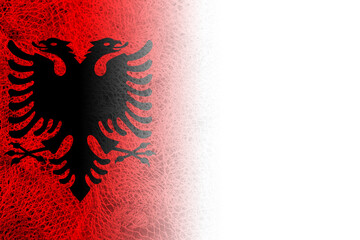 White background with Albanian flag on fishing net
