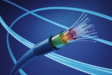 Close up shot of fiber optic cable, the cutting edge of modern communication