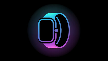 A vibrant and striking illustration of a modern smartwatch showcasing a sleek design with a glowing neon color gradient effect