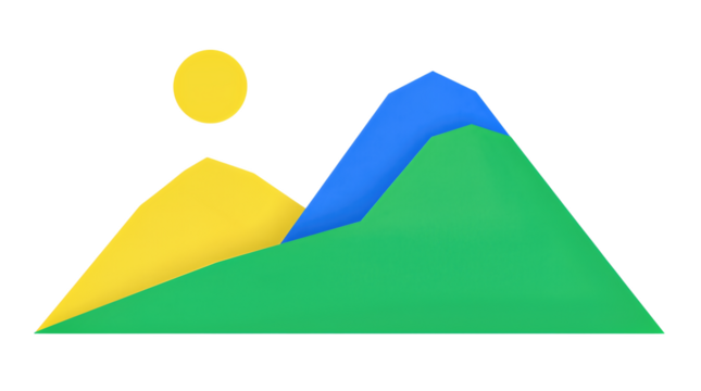 Colorful layered hills with yellow sun isolated - Powered by Adobe