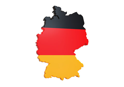 carte de l'Allemagne avec couleurs du drapeau allemand - rendu 3D sur fond transparent