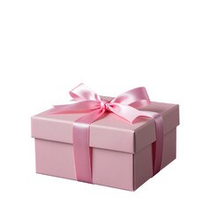 Obraz premium Pink gift box with satin ribbon bow