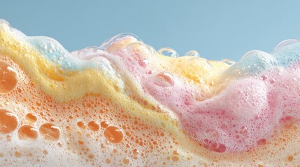 Colorful foam texture with vibrant pastel hues and soft bubbles.