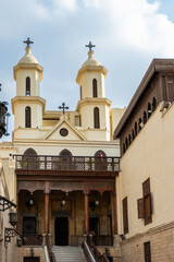 Fototapeta premium The exterior of the Hanging Church. Saint Virgin Mary's Coptic Orthodox Church in the coptic Cairo, Egypt