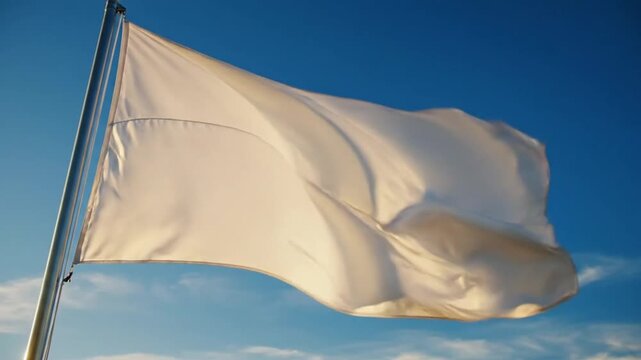 White Flag Waving in Breeze Minimalist Clean Flag Animation